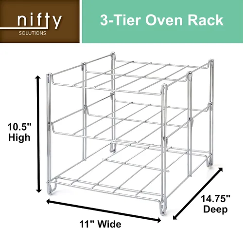 Miniatura 2 de Nifty - Estante para horno de 3 niveles, antiadherente, apto para lavavajillas, uso para cocinar cazuelas, almacenamiento de cocina plegable