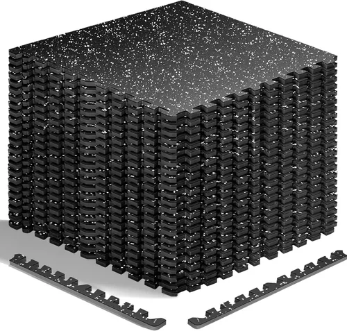 Miniatura 8 de HAPBEAR 0.56'' Thick 12 Pcs 48 Sq Ft Exercise Equipment Mats - High-Density Rubber Top EVA Foam Interlocking Mats, 24x24in Tiles, Heavy-Duty 12