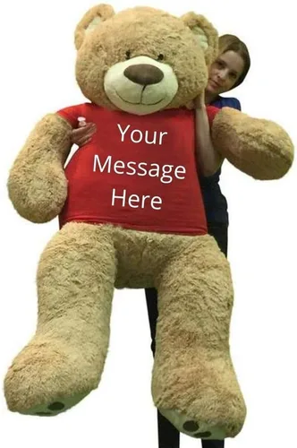 Miniatura 2 de Big Plush Animal de peluche personalizado, oso de peluche gigante de 5 pies de alto, personaliza tu texto impreso en la camiseta del oso