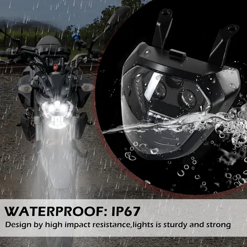 Miniatura 4 de Ensamble de faro LED VEISUTOR para Yamaha MT-07 FZ-07 14-17, faro delantero con haz alto y bajo DRL, luces de señal de giro para accesorios Yamaha
