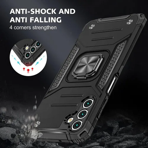 Miniatura 2 de HNHYGETE Funda para Samsung A13 5G, Galaxy A13 5G con protector de pantalla, soporte giratorio de grado militar de 360° (resistente), fundas Negro