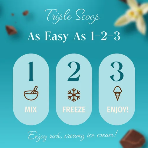Miniatura 4 de Triple Scoop - Mezcla de helado de chocolate de vainilla prémium para hacer helados. Simple, fácil, delicioso. De mezcla gourmet a máquina en 5
