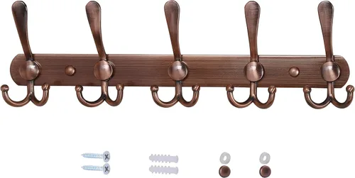 Dseap - Perchero para pared, 5 ganchos triples, resistente, acero inoxidable, riel de gancho de metal para abrigos, sombreros, toallas, bolsos,