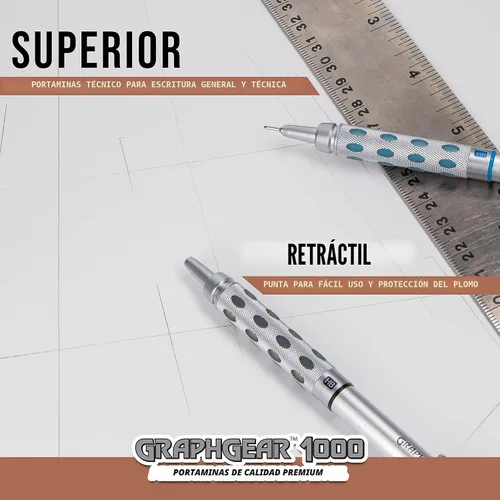 Miniatura 5 de Pentel GraphGear 1000 - Lápiz de dibujo automático (0.3mm), acentos negros, 1 unidad (PG1013G)