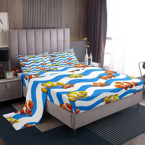 Miniatura 17 de Juego de sábanas de 3 piezas con diseño de playa oceánica, diseño de árbol de coco tropical, para decoración de habitación de niños, niñas, niños