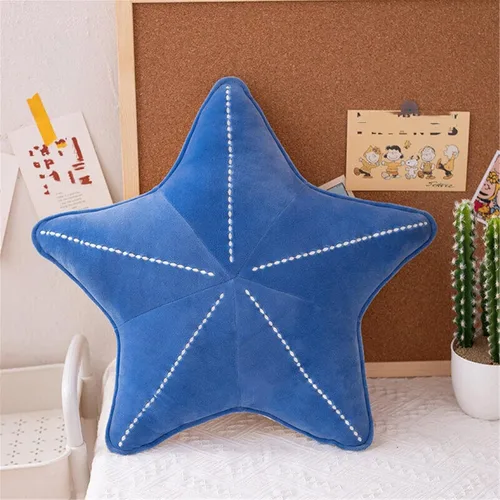 Miniatura 2 de Almohada de suelo de concha de estrella de mar para sofá, almohada de lectura para automóvil (azul, 19.6 pulgadas)