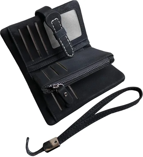 Miniatura 12 de AOXONEL Women's Small Bifold Leather wallet Rfid blocking Ladies Wristlet with Card holder id window Coin Purse