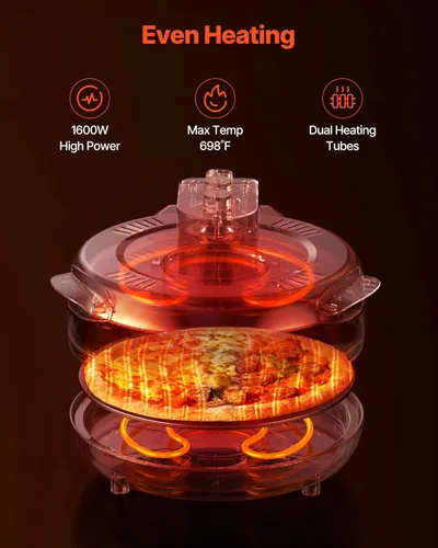 Miniatura 3 de VEVOR Horno de pizza, máquina eléctrica de pizza de 12 pulgadas, cocina eléctrica de pizzas de 1200 W con revestimiento antiadherente, apertura