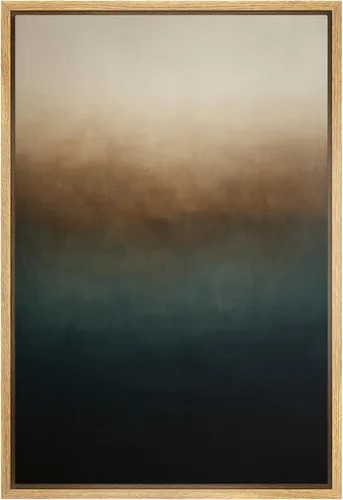 Miniatura 48 de SIGNFORD - Lienzo enmarcado para pared, arte de pintura grunge duotono blanco bronceado, trazos abstractos, formas ilustradas, arte moderno
