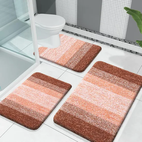 Miniatura 53 de OLANLY Juego de alfombras de baño de 3 piezas, alfombras de baño de microfibra suave y absorbente y alfombra de inodoro de contorno en forma de U