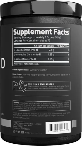 Miniatura 8 de BCAA en polvo, aminoácidos Kaged BCAA Aminoácidos, fermentados, a base de plantas y veganos, aminoácidos de cadena ramificada, 0.18 oz de BCAA sin