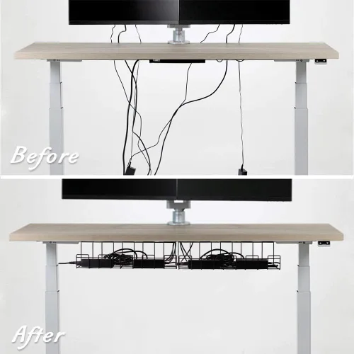 Miniatura 2 de Bandeja organizadora de cables debajo del escritorio, 2 paquetes