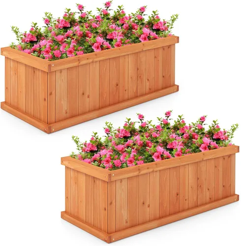 Miniatura 14 de Giantex Jardinera elevada para jardín o vegetales, maceta montada en ventana para jardín, caja de madera para plantar, 40 x 12 x 12 pulgadas