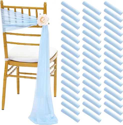 Miniatura 18 de Fanqisi 16 cintas para sillas con cintas de 8 pies de largo, cortinas de tela suave para decoración de bodas, iglesias, sillas, pasillos