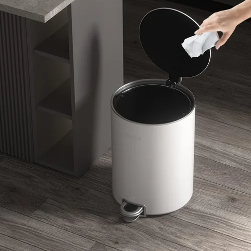 Miniatura 5 de Trash Bin 3.17Gallon Stainless Steel Pedal Trash Can Creative Household Round Trash Cans with Lid Living Room Bedroom Office Large Capacity Toilet