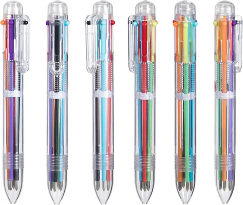 Miniatura 8 de favide Paquete de 6 bolígrafos multicolor 6 en 1 de 0.5mm, bolígrafos retráctiles de 6 colores para suministros de oficina y escuela, regalo