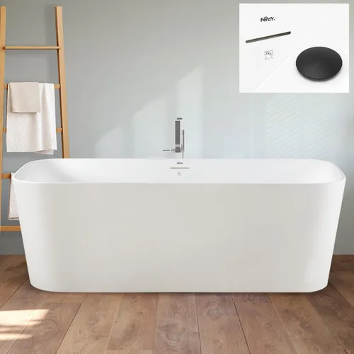 Miniatura 12 de FerdY Maui Bañera Independiente de 67" Elegante Bañera de Remojo Independiente, Blanco Brillante, Certificado cUPC, Conjunto de Drenaje y Drenaje