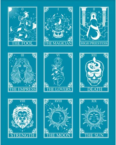 OLYCRAFT Serigrafía con Patrón de Tarot de 4 x 5 pulgadas para Arcilla Polimérica, Serigrafía de Hechicera, Plantillas de Serigrafía, Plantillas de