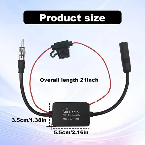 Miniatura 4 de Amplificador de coche de 12 V 25 db – Amplificar la señal y reducir el ruido AM FM Radio Universal Car FM AM Amplificador de radio para coche