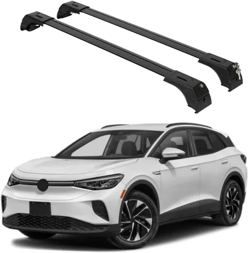 ERKUL Barras transversales de techo para VW Volkswagen ID.4 2021-2025 | Barras transversales de aluminio con bloqueo antirrobo para techo | Negro