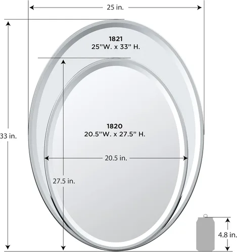 Miniatura 4 de Gatco Espejo de pared de baño 1820, 28 pulgadas de alto x 21 pulgadas de ancho, espejo moderno para sala de estar, tocador, diseño delgado, espejo