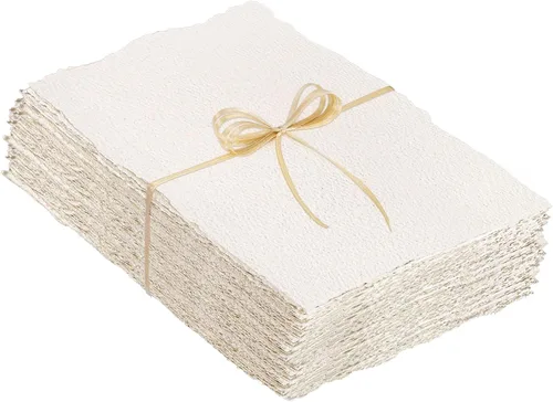 100 Hojas de Papel Acuarela 8.5 x 11, Papel de 300 g/m² con Borde Deshilachado Papel en Bruto/Texturizado Hecho a Mano para Acuarelas, Invitaciones