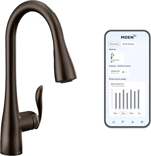 Miniatura 20 de Moen Arbor Chrome Motionsense Wave Touchless Grifo de cocina desplegable de una manija con limpieza eléctrica, 7594EWC Cromo