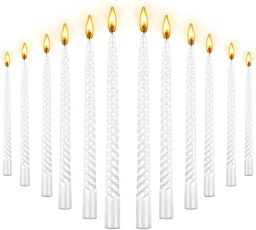 Miniatura 13 de Kandelo - Velas espiraladas cónicas de 8 pulgadas, 4 unidades, 5 horas, sin humo, vela larga, candelabros altos, para el hogar, cena, fiesta, boda