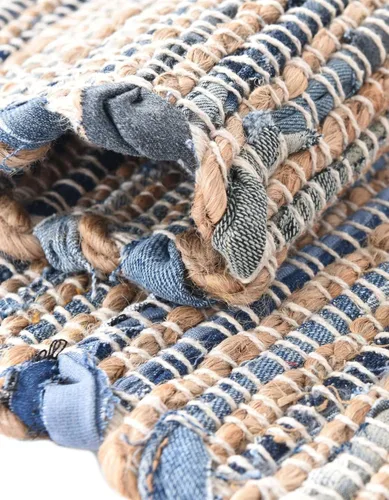 Miniatura 6 de Unique Loom Chindi Jute Collection - Alfombra cuadrada de 7 pies y 1 pulgada, color azul marino