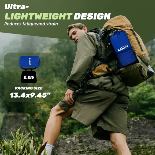 Miniatura 5 de KASIMO Colchoneta de dormir ultra gruesa de 6 pulgadas con almohada y bomba de pie integrada, almohadilla inflable ultraligera para mochileros