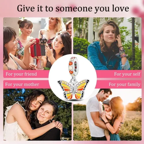 Miniatura 4 de Parmuz Abalorio de plata de ley 925 para pulsera, collar, colgante, amor, mamá, viaje al océano, mariposa, fiesta, abalorios, dijes, colgantes