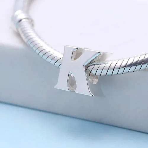 Miniatura 2 de Dijes de plata de ley 925 con letras del alfabeto que se ajustan a pulseras estilo Pandora, cuentas iniciales de la A a la Z para esposa, mamá
