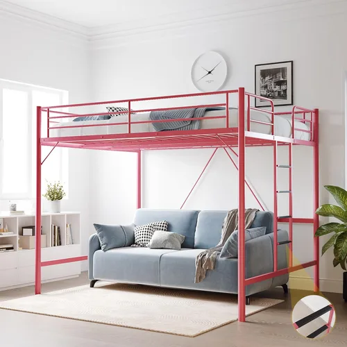 Miniatura 16 de VINGLI Cama Loft de 71 Pulgadas de Alto Tamaño Twin con Escalera de Peldaños Planos para Niños Adolescentes Adultos Cama Litera Individual de Metal