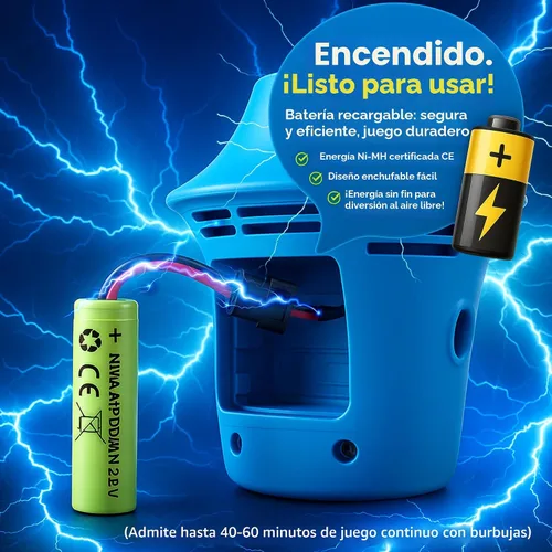 Miniatura 6 de Máquina automática de burbujas con luces LED y música, fabricante de burbujas recargable alto para niños, altura ajustable de 47 pulgadas, máquina