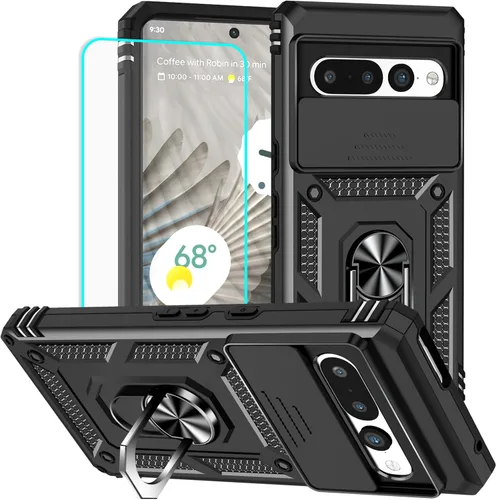 Miniatura 28 de HNHYGETE Funda para Pixel 6a con protector de pantalla HD, soporte giratorio de grado militar de 360° (resistente) a prueba de golpes para Google