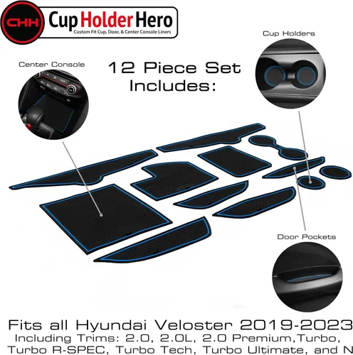 Miniatura 3 de CupHolderHero Compatible con accesorios para Hyundai Veloster 2019-2023 - Insertos de portavasos antideslizantes antipolvo, tapetes para consola
