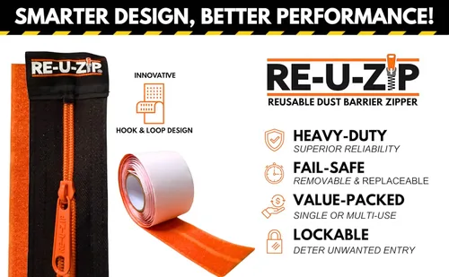 Miniatura 2 de RE-U-ZIP® Cremallera resistente reutilizable con barrera contra polvo Paquete Pro Sistema patentado de gancho y bucle Rentable y confiable