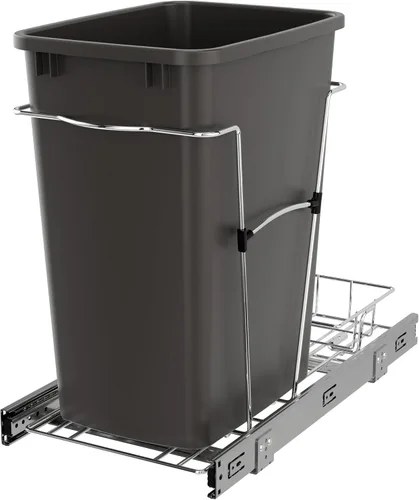 Miniatura 15 de Rev-A-Shelf Bote de basura extraíble para armarios de cocina, contenedor de reciclaje de basura de 35 cuartos de galón con toboganes de extensión
