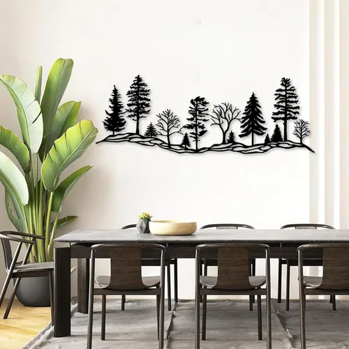 Miniatura 2 de Arte de pared de bosque de metal, decoración de pared de bosque, decoración de pared de metal de montaña y bosque, decoración de árbol de metal