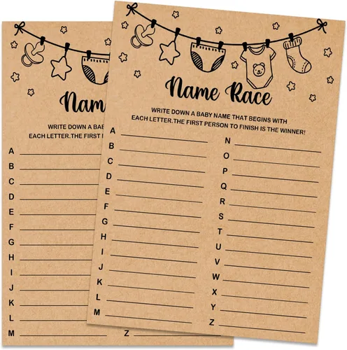 Miniatura 18 de Baby ABC Juego de Baby Shower, 30 unidades, kraft, juego de mesa, todas las edades, inglés, cartulina, manual, unisex, baby shower y alfabeto