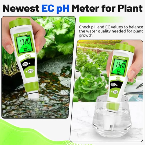 Miniatura 3 de UIUZAMR Medidor de pH para Hidroponía Medidor de PPM EC para Agua Hidropónica Probador de Pantalla Simultánea para Nutrientes de Plantas Medidor