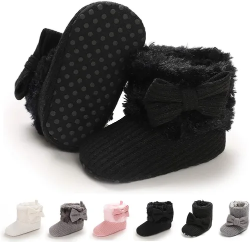 E-FAK Botas para bebé niño y niña, zapatos para recién nacidos, con lazo para nieve, antideslizantes, suela suave, cálidos, para niños pequeños