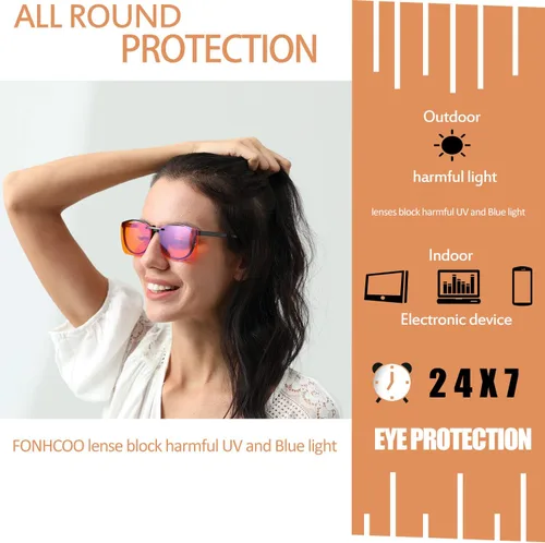 Miniatura 2 de FONHCOO Gafas de bloqueo de luz azul con clip, paquete de 2 gafas de juego para mujeres y hombres, lentes transparentes abatibles, lentes de luz