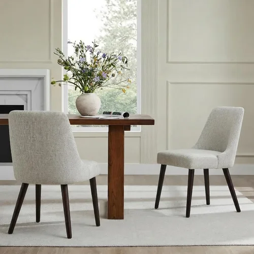 Miniatura 8 de CHITA Mid-Century Modern Dining Chair, Upholstered Fabric Accent Chair for Dining Room, Set of 6, Beige Niebla en tejido contemporáneo