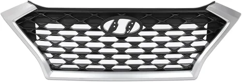 CHEDA Conjunto de rejilla de parachoques superior delantero, borde cromado y negro con detalles negros compatible con Hyundai Tucson 2019 2020 2021