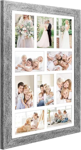 Miniatura 796 de Marcos de Fotos Collage de 13.5X15.5 con 7 Aberturas para Fotos de 4X6, Marco de Fotos Múltiples con Paspartú para Decoración de Pared, Grano