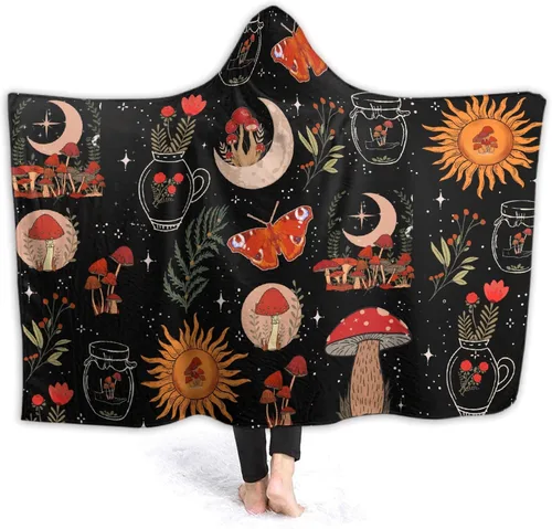 Miniatura 16 de Manta con capucha de hongos, regalos para mujeres, manta de franela de vellón suave con hongos, manta para todas las estaciones, mantas decorativas