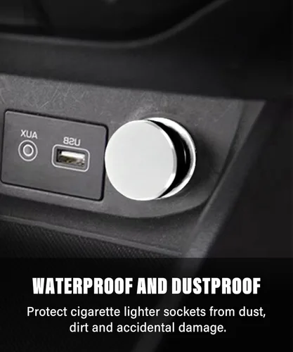 Miniatura 5 de YAKEFLY Tapa Universal para Encendedor de Cigarrillos, Tapones de Aluminio para Decoración de Coche (Plata)