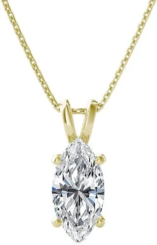 The Diamond Deal . Collar con colgante solitario de diamante cultivado en laboratorio de 25 a 1.00 quilates para mujeres y niñas Oro amarillo o