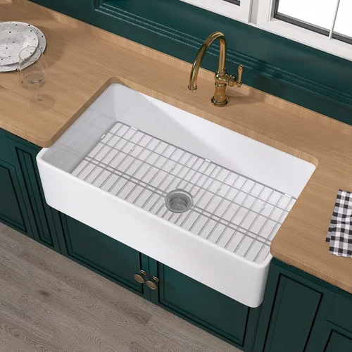 Miniatura 16 de Miuara Fregadero de Granja 30 Pulgadas - Fregadero de Cocina Delantal Blanco Montado Inferior Reversible 30"x20"x10", Estilo Casa de Granja Tazón